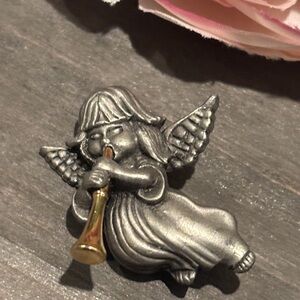 Vintage Pewter Angel Brooch